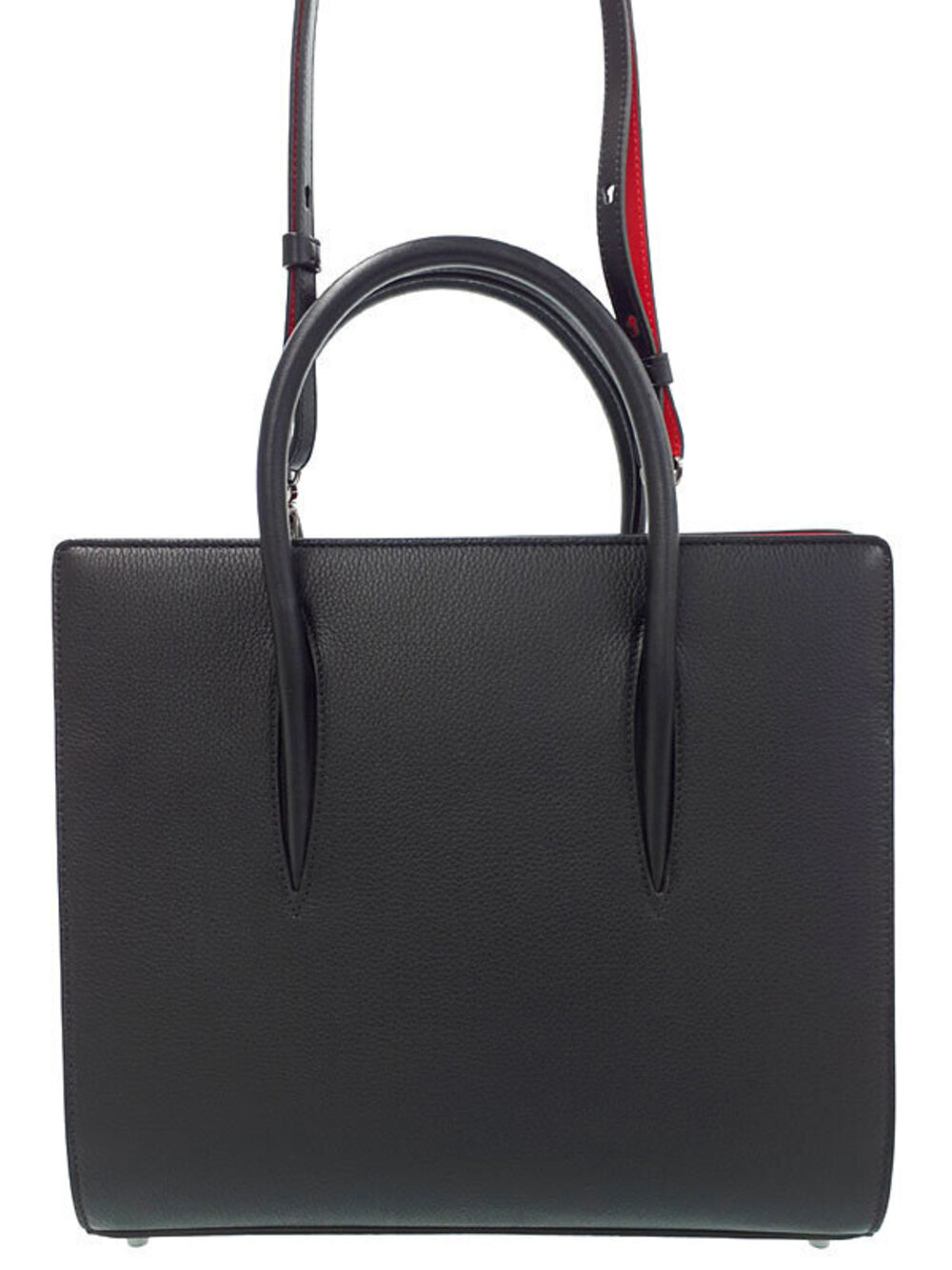 Christian Louboutin black grained calfskin Paloma Top red interior shoulder
